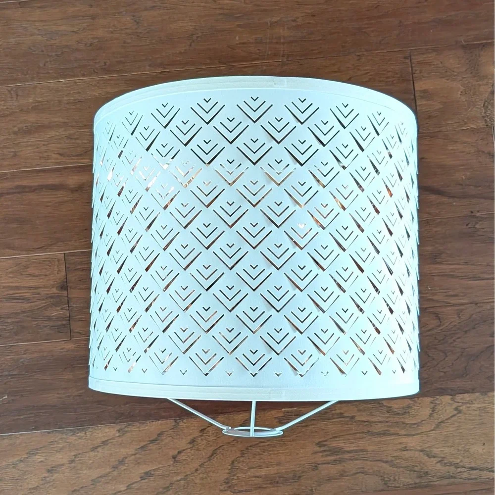 Ikea NYMÖ Large Floor Pendant Lamp Shade Perforated White Brass 17